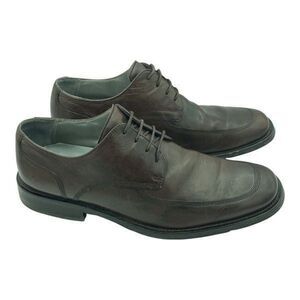 Kenneth Cole New York Size 10 Mens Brown Leather Lace Up Dress Shoes Square Toe
